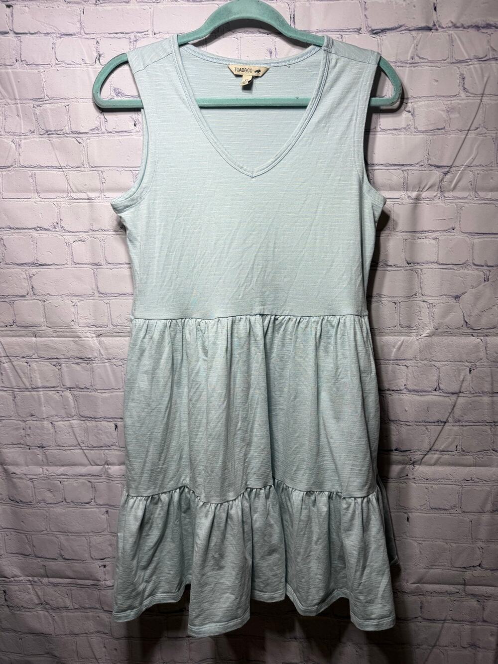 Toad&Co Marley Tiered Tank Dress Striped Blue Sz XS Organic Casual